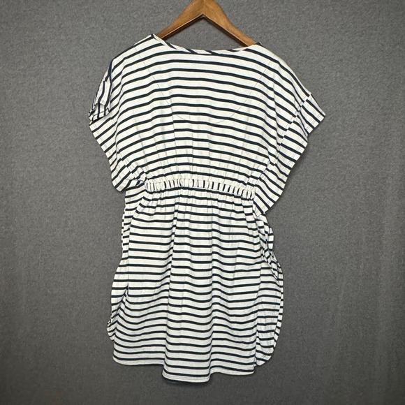 Cusma Swim Cover-Up Beach V-Neck Navy Stripe Nautical Size Large - Picture 2 of 6